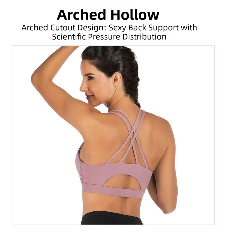 XL Size White Elegant Sexy Criss-Cross Back Sports Bra for Women - High Support & Anti-Shock, Wire-Free Yoga Crop Top with X-Shape Fine Strap
