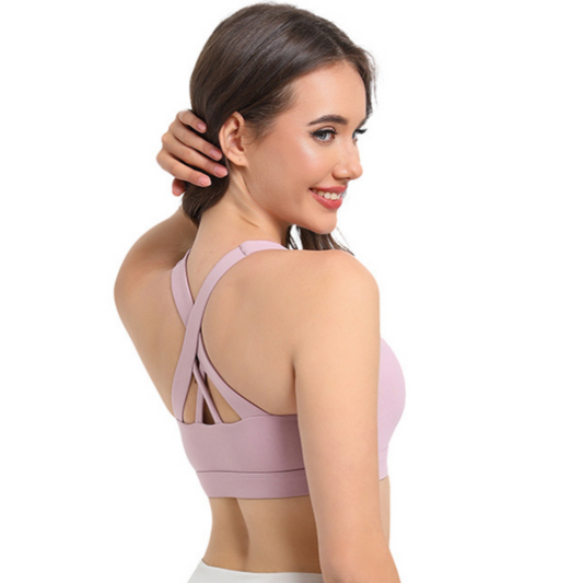 2-Pack Pink High-Support Shockproof Sports Bra(XL Size) - Women's Backless Yoga Running Vest with Naked-Feel Comfort (Padded & Wire-Free)