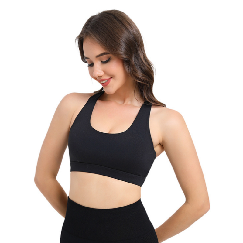 2-Pack Black High-Support Shockproof Sports Bra(XL Size) - Women's Backless Yoga Running Vest with Naked-Feel Comfort (Padded & Wire-Free)