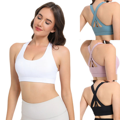 2-Pack White High-Support Shockproof Sports Bra(M Size) - Women's Backless Yoga Running Vest with Naked-Feel Comfort (Padded & Wire-Free)