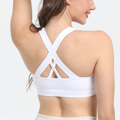 2-Pack White High-Support Shockproof Sports Bra(XXL Size) - Women's Backless Yoga Running Vest with Naked-Feel Comfort (Padded & Wire-Free)