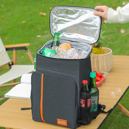 Black Large Capacity Insulated Cooler Backpack 20.5L Leakproof Thermal Lunch Bag Waterproof Soft Sided Cooling Rucksack for Camping Picnic Beach & Work