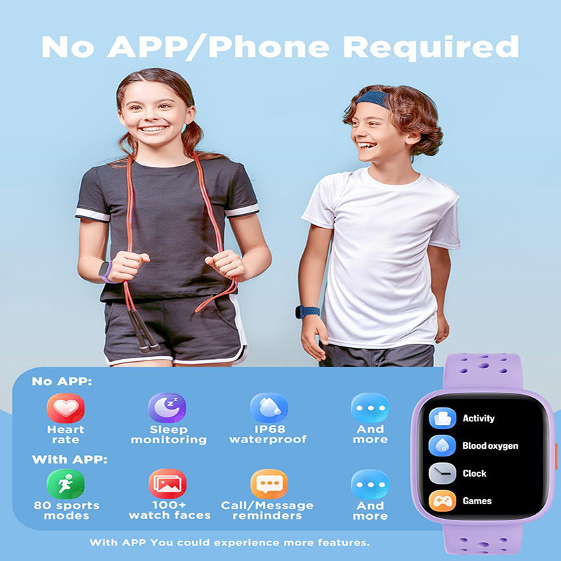 Purple Kids Smart Watch Fitness Tracker for Boys and Girls