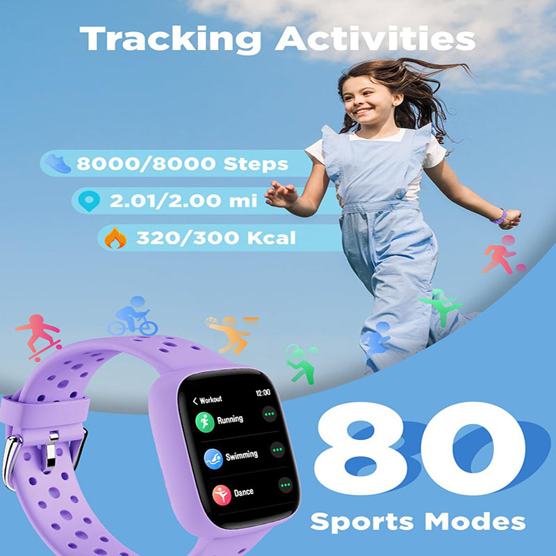 Purple Kids Smart Watch Fitness Tracker for Boys and Girls