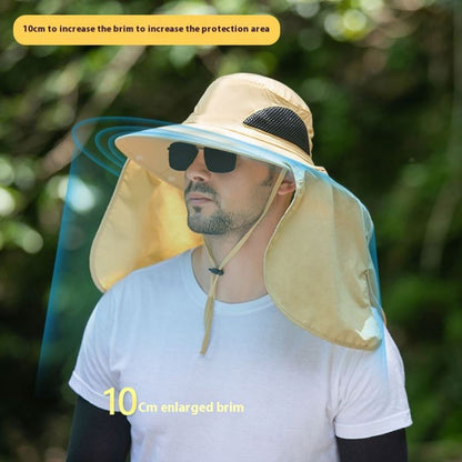 Light grey UPF 50+ Sun Protection Fishing Hat Wide Brim Neck Flap Quick Dry Bucket Hat for Outdoor Hiking and Gardening