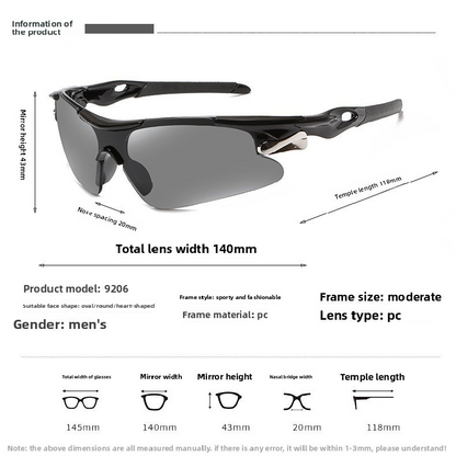 2-PCS Bright black frame with clear lenses Men's Sports Cycling Sunglasses Windproof PC Frame Wrap Around Design for Riding Fishing Running Reliable Outdoor Protection Australian Style