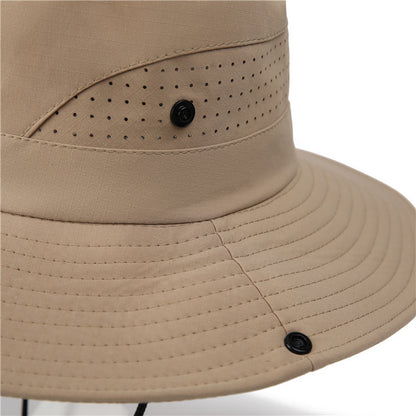 Wide Brim Sun Hat Waterproof UV Protection Boonie Bucket Cap Mesh Breathable for Fishing Hiking Camping Outdoor Black