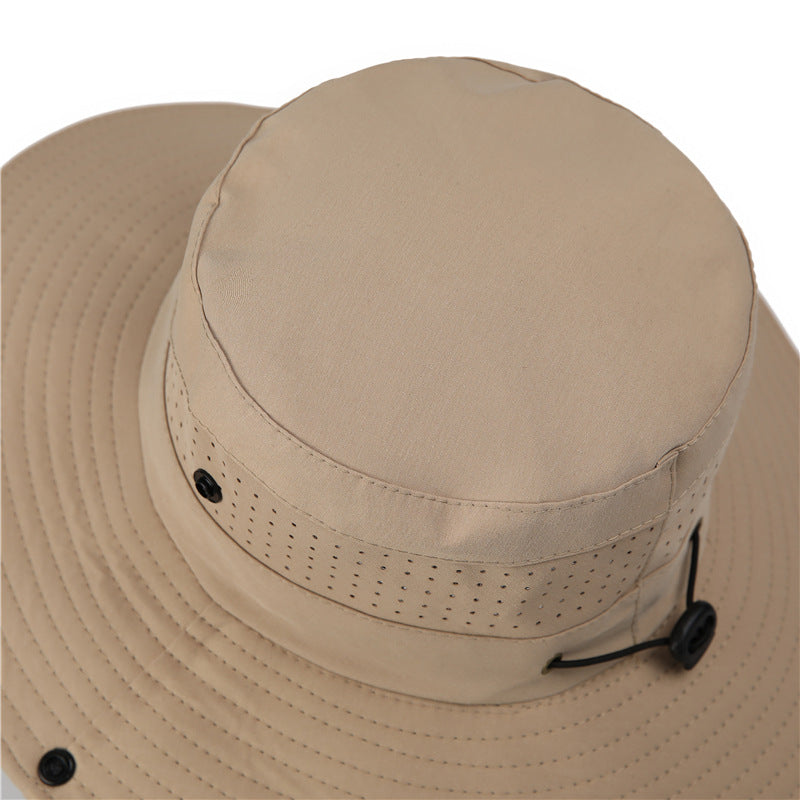 Wide Brim Sun Hat Waterproof UV Protection Boonie Bucket Cap Mesh Breathable for Fishing Hiking Camping Outdoor Black