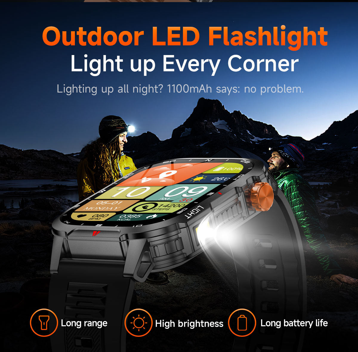 Rugged Outdoor Smart Watch for Men - Camouflage Color
