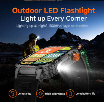 Rugged Outdoor Smart Watch for Men - Orange