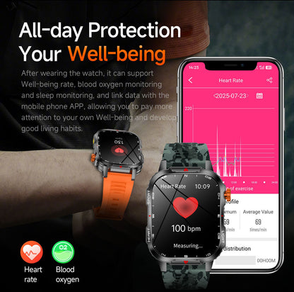 Rugged Outdoor Smart Watch for Men - Orange