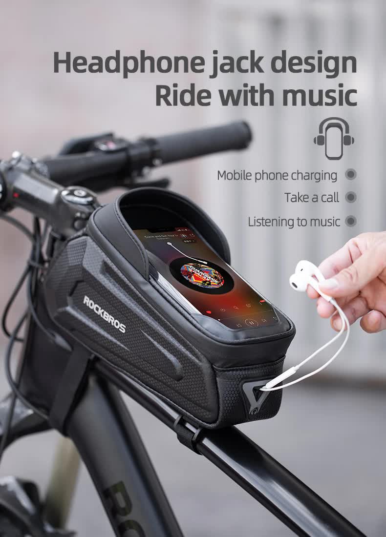 Hard Shell Bike Top Tube Bag - Black