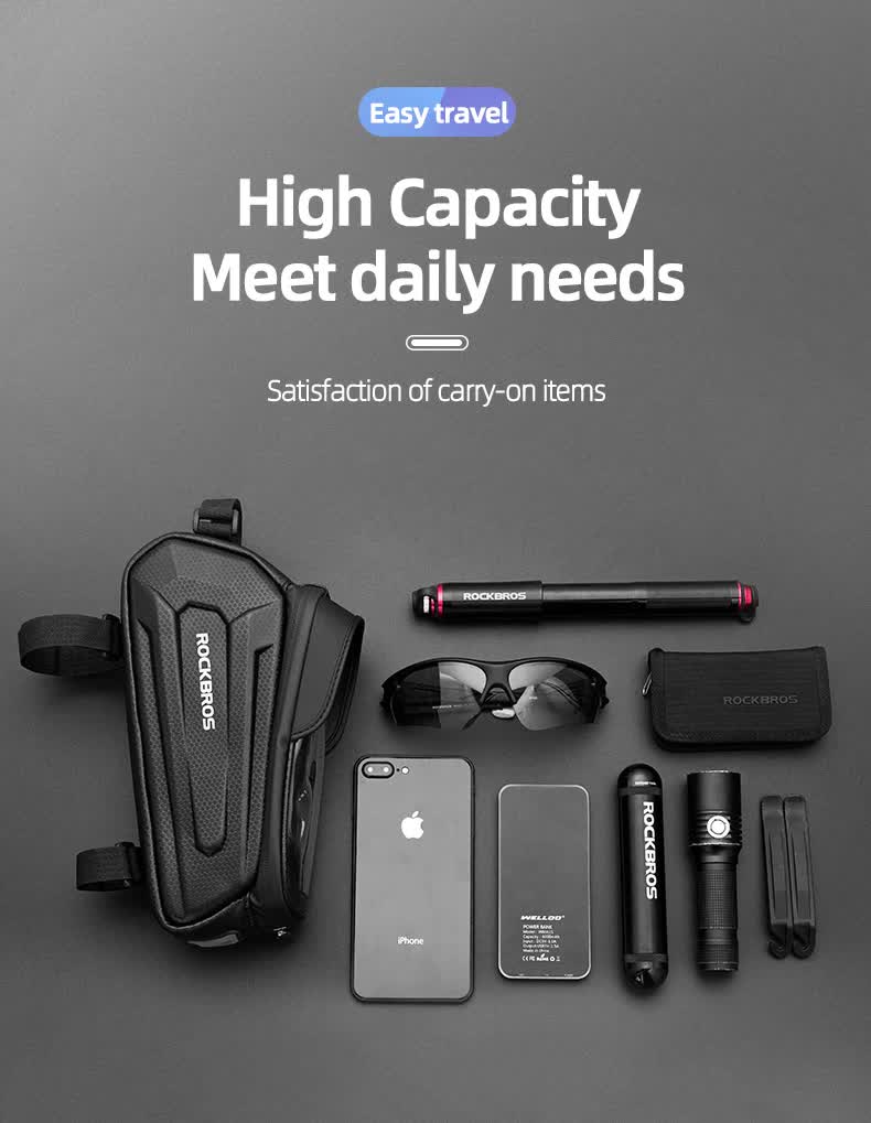 Hard Shell Bike Top Tube Bag - Black