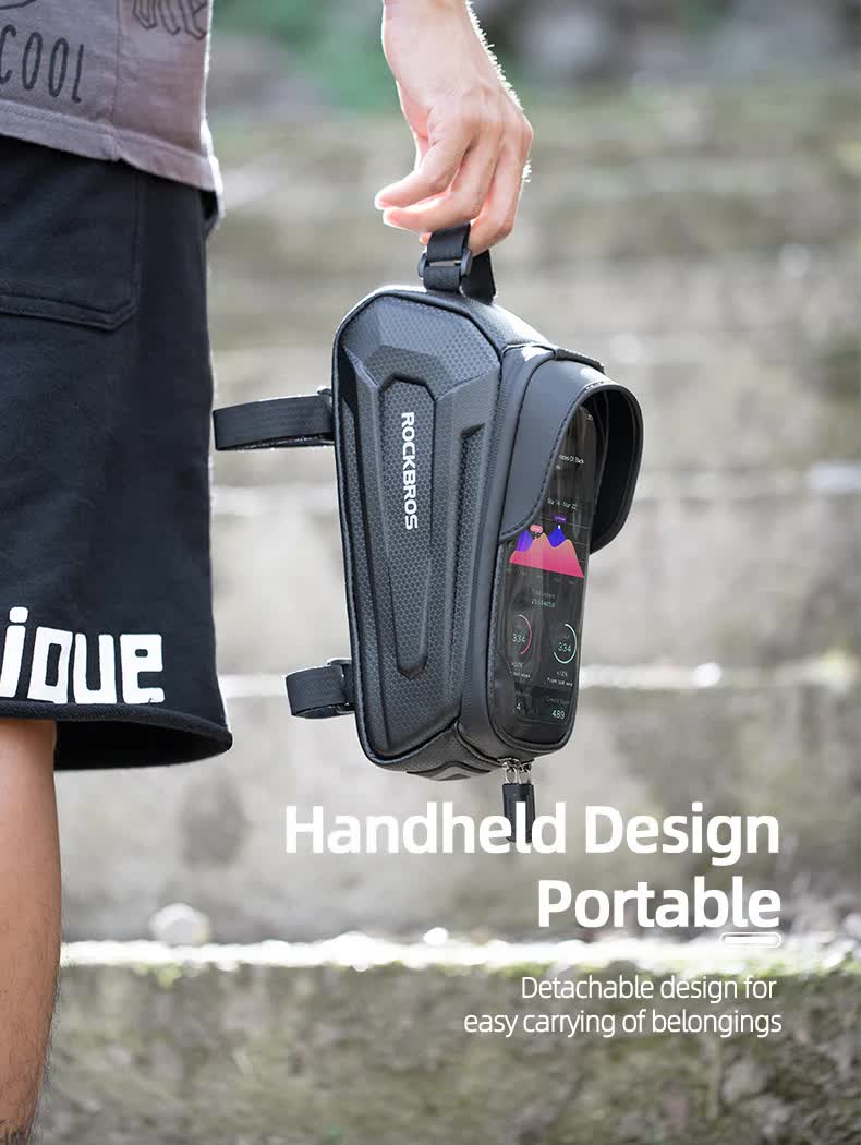 Hard Shell Bike Top Tube Bag - Black