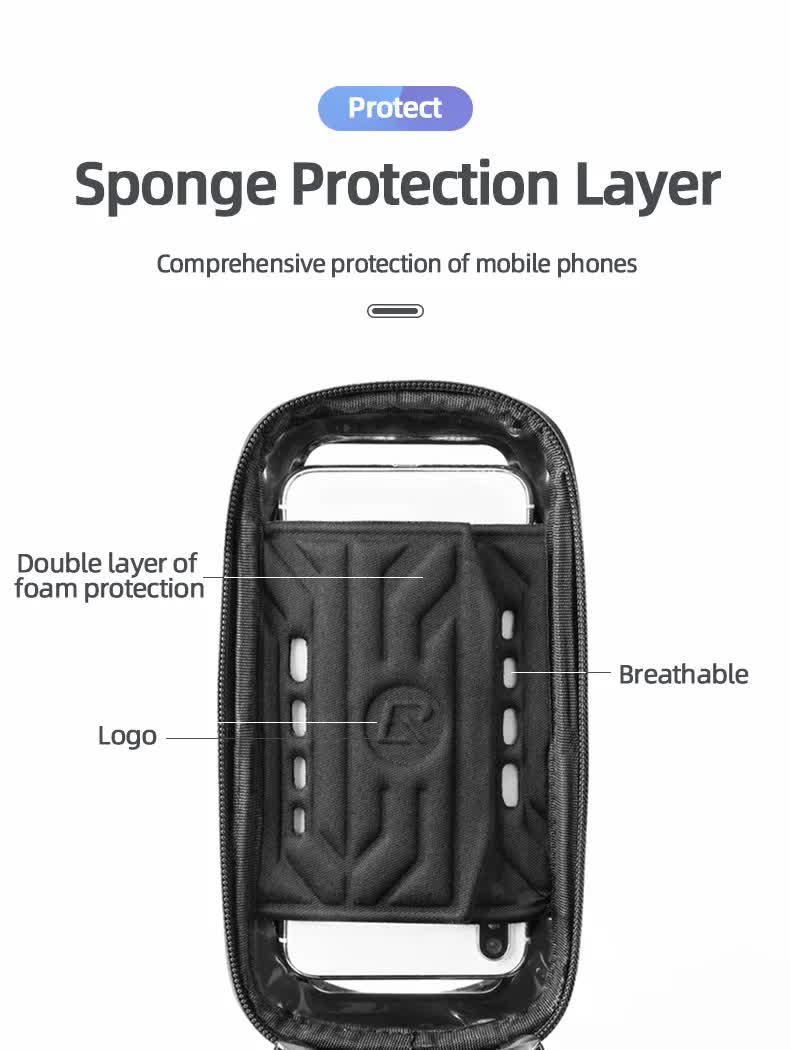 Hard Shell Bike Top Tube Bag - Black