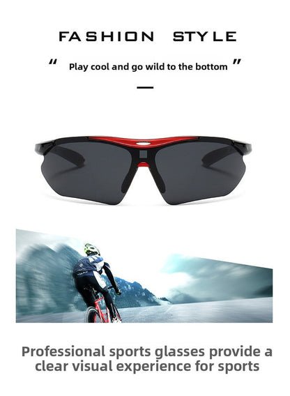3 PCS Outdoor Cycling Sunglasses Set Black Frame Sports Glasses Silver Gold and Light Colorful Mirror Lenses UV Protection Unisex Running Fishing