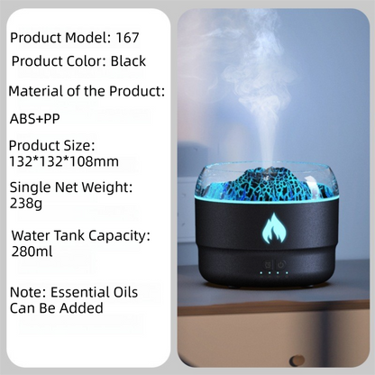 167 Black Simulation Volcano Diffuser & Humidifier