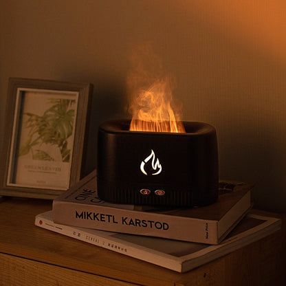 Black 3D Simulation Flame Aroma Diffuser & Humidifier