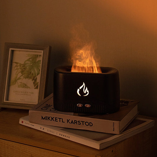 Black 3D Simulation Flame Aroma Diffuser & Humidifier