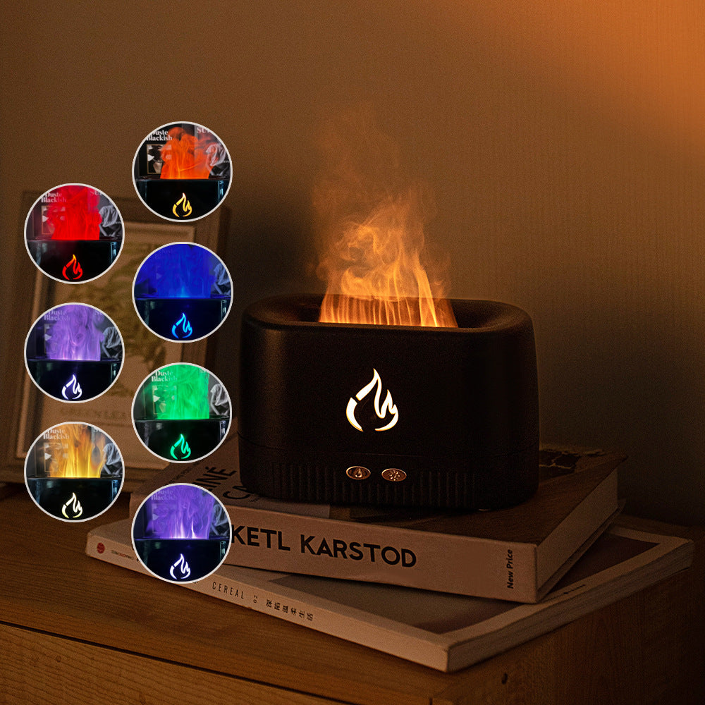 Black 3D Simulation Flame Aroma Diffuser & Humidifier