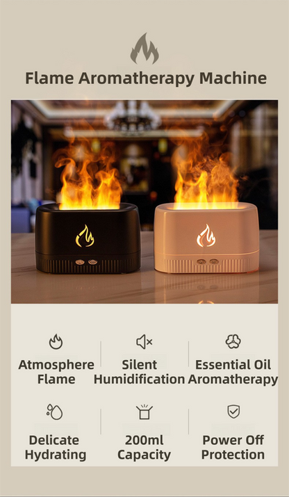 Black 3D Simulation Flame Aroma Diffuser & Humidifier