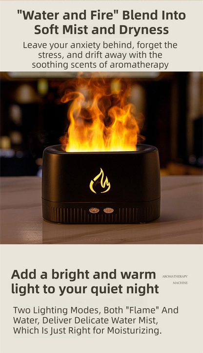 Black 3D Simulation Flame Aroma Diffuser & Humidifier