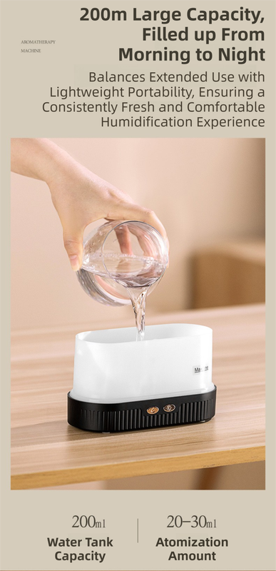 White 3D Simulation Flame Aroma Diffuser & Humidifier