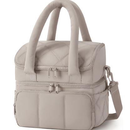 Best Camel Double-Layer Insulated Quilted Puffer Lunch Bag10 x 7 x 10 inch - Large Capacity Picnic Cooler Tote Long-Last