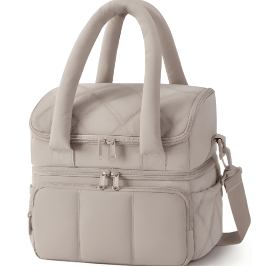 Best Camel Double-Layer Insulated Quilted Puffer Lunch Bag10 x 7 x 10 inch - Large Capacity Picnic Cooler Tote Long-Last