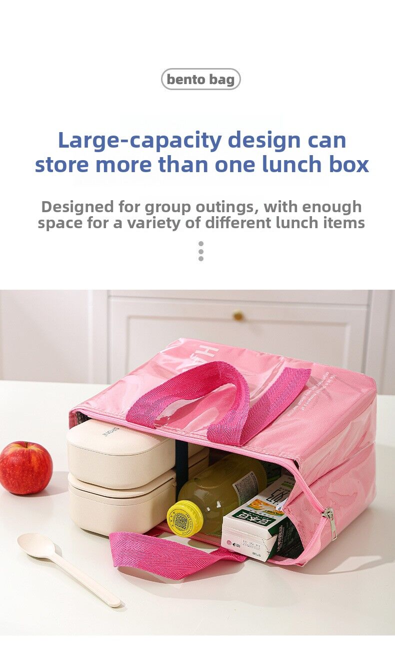 2-Pack Blue Dopamine Color Block Insulated Lunch Bag - Large Capacity Portable Cooler with Thickened Aluminum Foil Liner for Office Camping Picnic