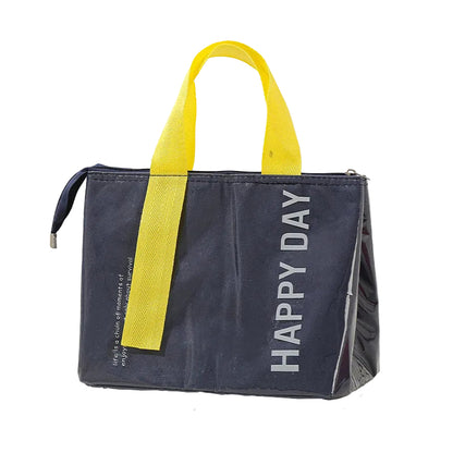 2-Pack Navy Blue Dopamine Color Block Insulated Lunch Bag - Large Capacity Portable Cooler with Thickened Aluminum Foil Liner for Office Camping Picnic