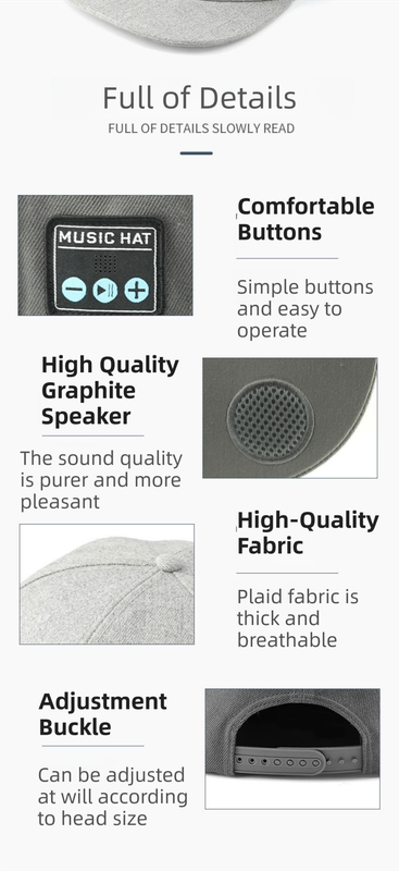 Dark Grey Bluetooth 5.4 Music Adjustable Sun Hat