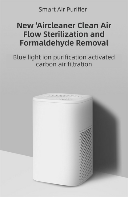 White Compact Desktop Air Purifier with Dual Activated Carbon Filter
