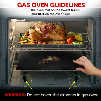 4-Pack 33x40cm Reusable Drip Guard for Ovens, Grills & Microwaves - High-Temperature Resistant Fiberglass Baking Sheet, Heavy Duty & Easy Clean