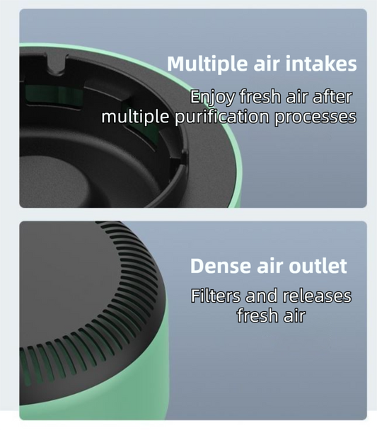 Green Compact 2-in-1 Negative Ion Air Purifier Ashtray