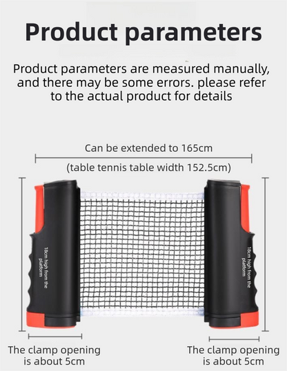 Black Portable Table Tennis Set with 2 Paddles, 3 Balls and Carry Bag - 165cm Retractable Ping Pong Net & Post - Indoor/Outdoor Professional Training Kit