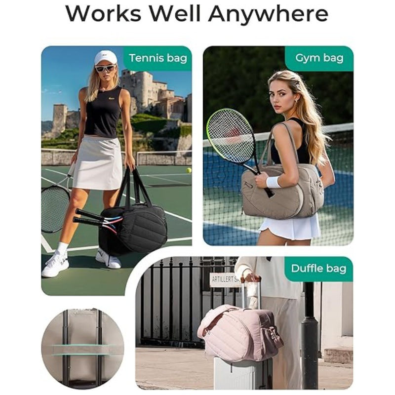 42L Black Tennis & Pickleball Expandable Tote Bag wIth Shoe-Zone & Bottle Side Pocket - Waterproof Gym Bag for Racquets & Paddles