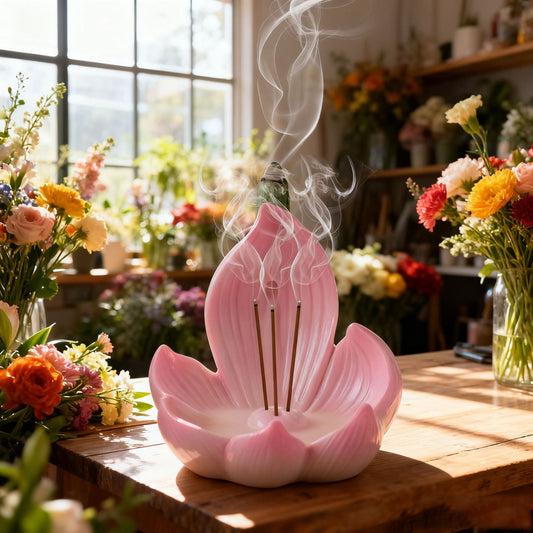 Pink Zen Lotus Waterfall Backflow Aroma Diffuser