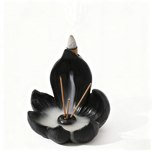 Black Zen Lotus Waterfall Backflow Aroma Diffuser