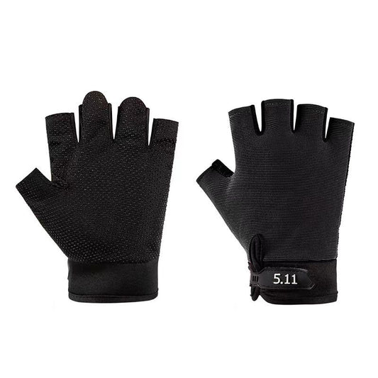 Black Tactical Half Finger Gloves with Hard Knuckle Protection - Non-Slip Breathable Combat Gloves for Men and Women, Heavy Duty Fingerless Design for Outdoor Training, Hiking, Cycling and Shooting