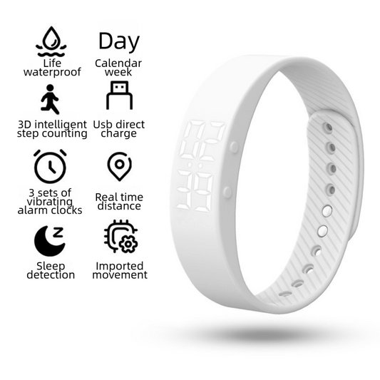 White Alarm Smart Silicone Wristband with 3-Alarm Settings