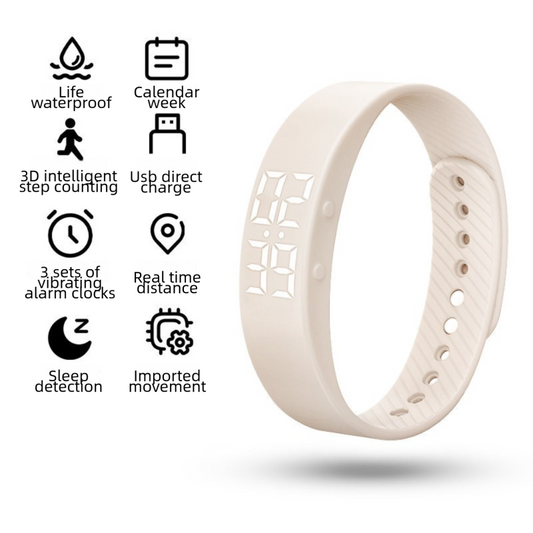 Beige Smart Silicone Wristband with 3-Alarm Settings