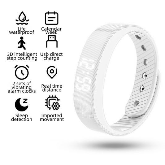 White Smart Silicone Wristband with 3-Alarm Settings
