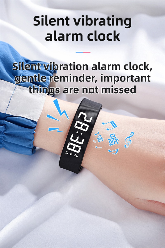 Orange Smart Silicone Wristband with 3-Alarm Settings