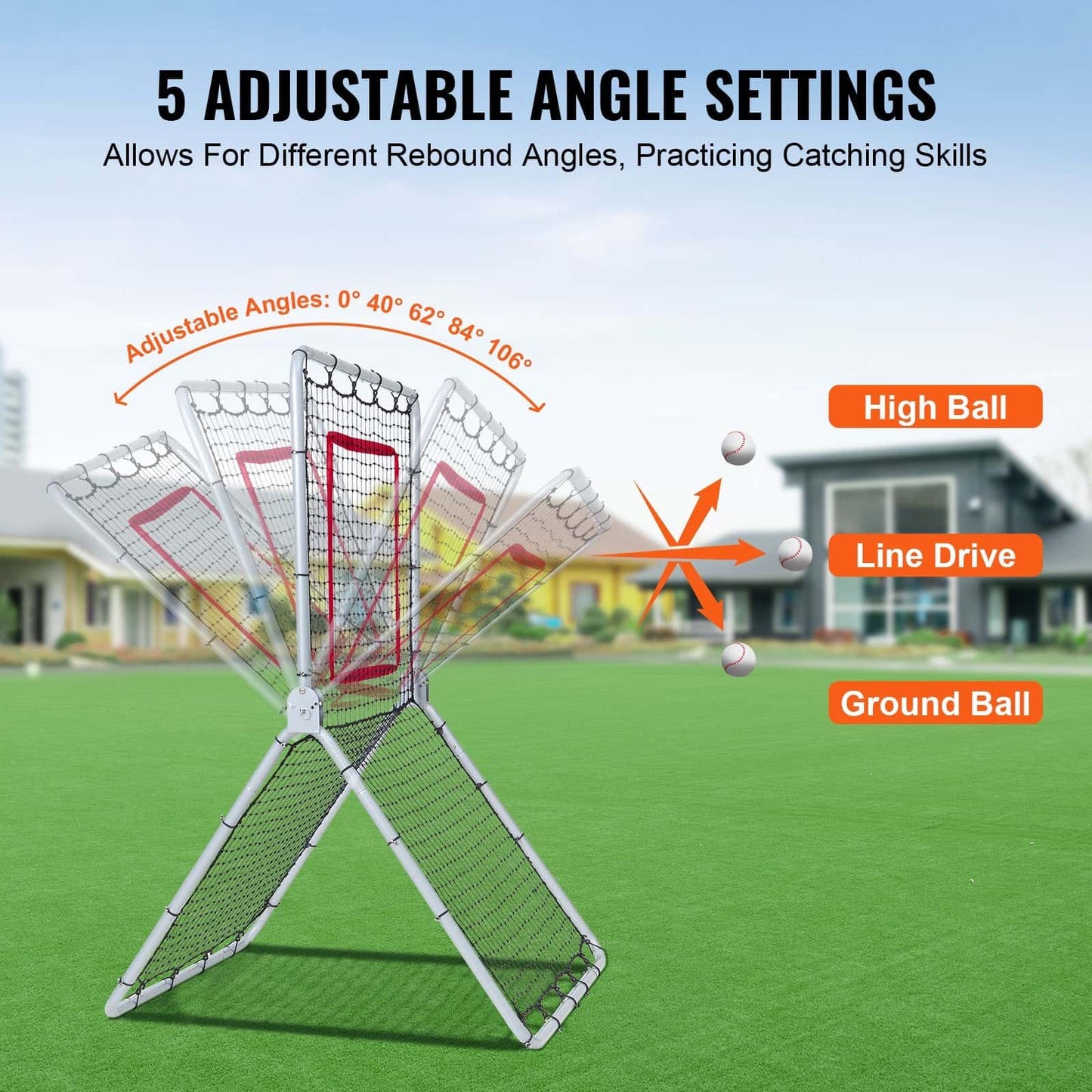 Best VEVOR Baseball And Softball Rebounder Net 35 x 6 ft PitchBack Baseball Pitching Nest Softball Pitchback Net Fieldin