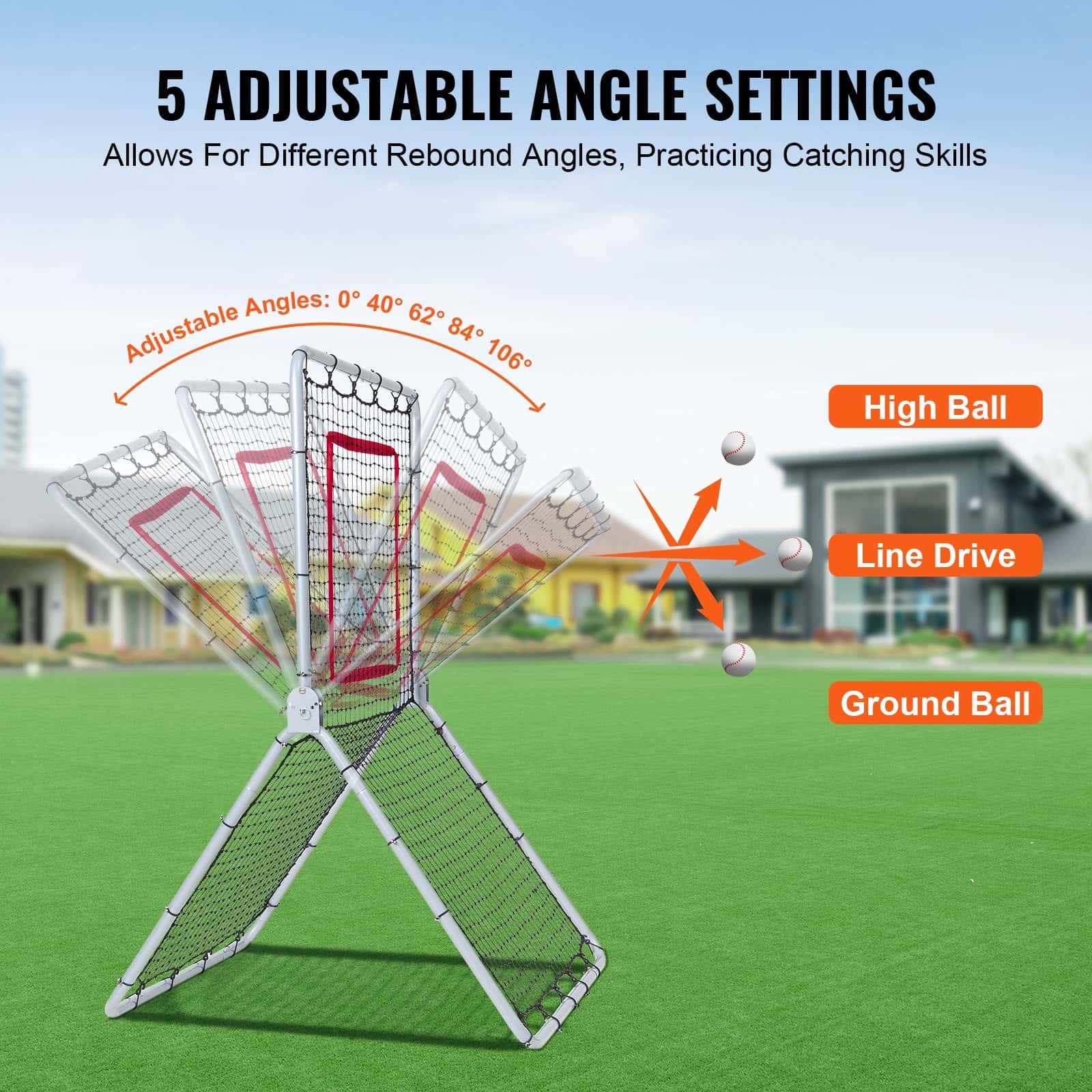 Best VEVOR Baseball And Softball Rebounder Net 35 x 6 ft PitchBack Baseball Pitching Nest Softball Pitchback Net Fieldin