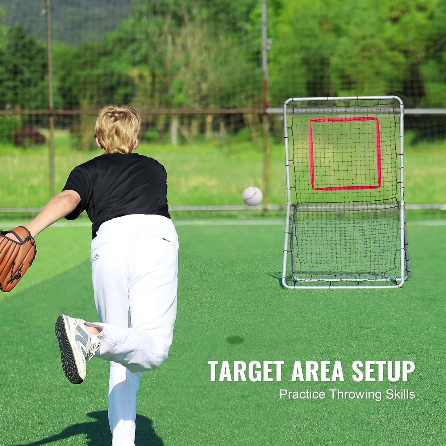 Best VEVOR Baseball And Softball Rebounder Net 35 x 6 ft PitchBack Baseball Pitching Nest Softball Pitchback Net Fieldin