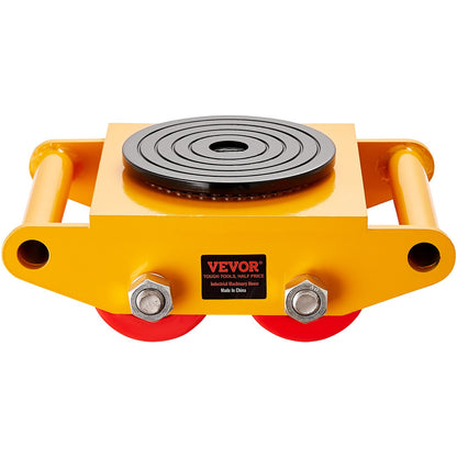 VEVOR 4PCS Machinery Skate Dolly, 17637LBS/8T Industrial Machinery Mover, Heavy Duty Carbon Steel Machinery Moving Skate with 4 PU Wheels and 360° Rotation Non-Slip Cap for Warehouse Workshop Factory