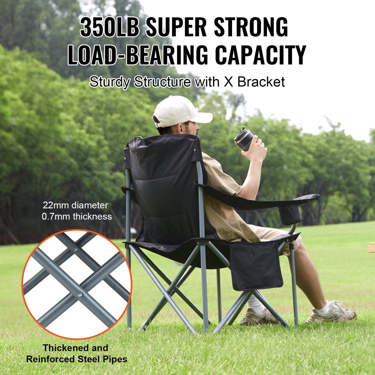 Camping Folding Chair for Adults - Black