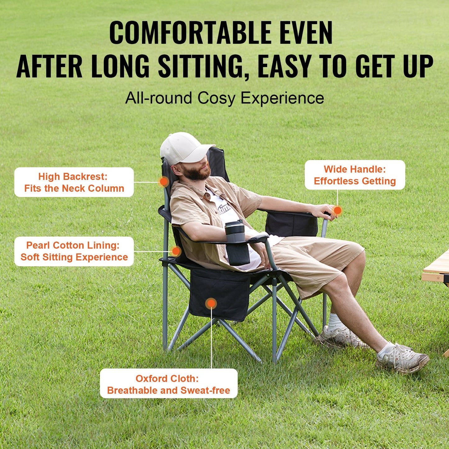 Camping Folding Chair for Adults - Black
